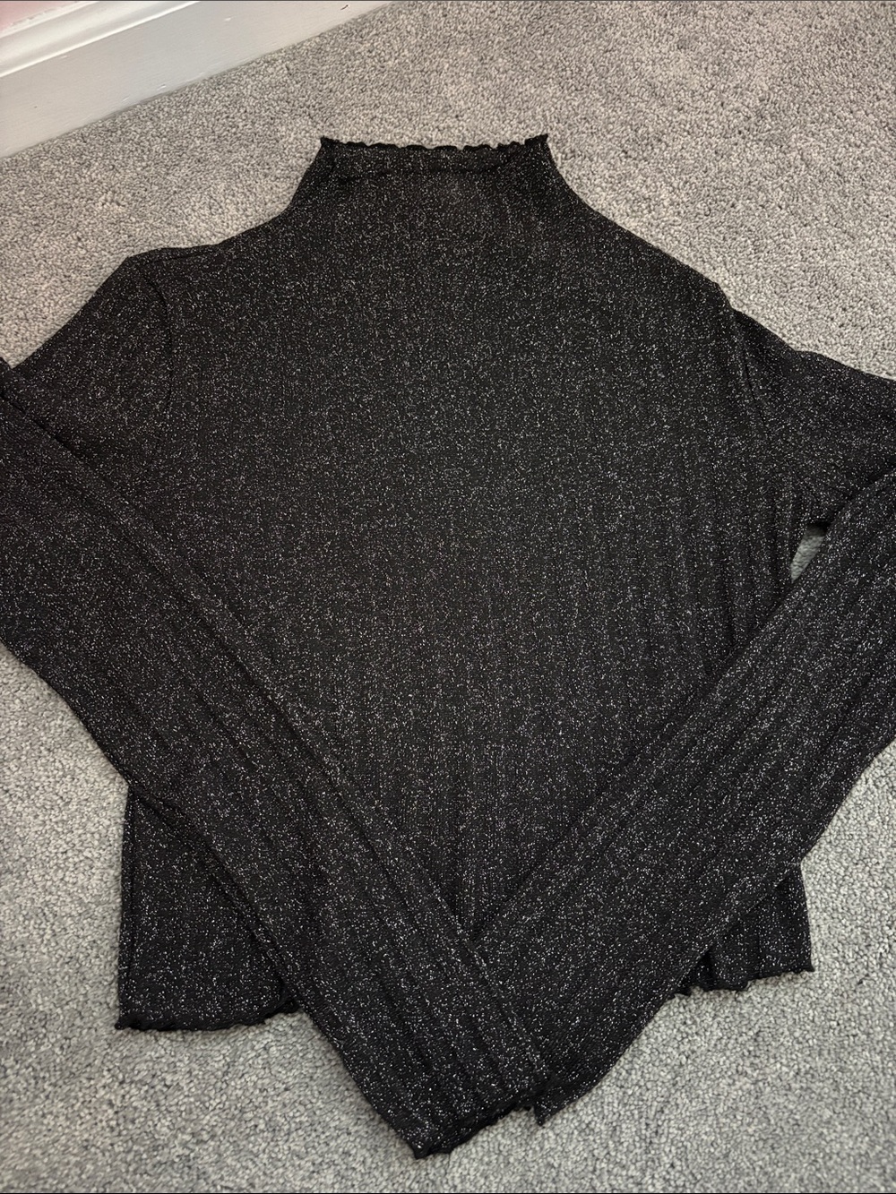 Forever 21 Black Sparkle Mockneck Sweater